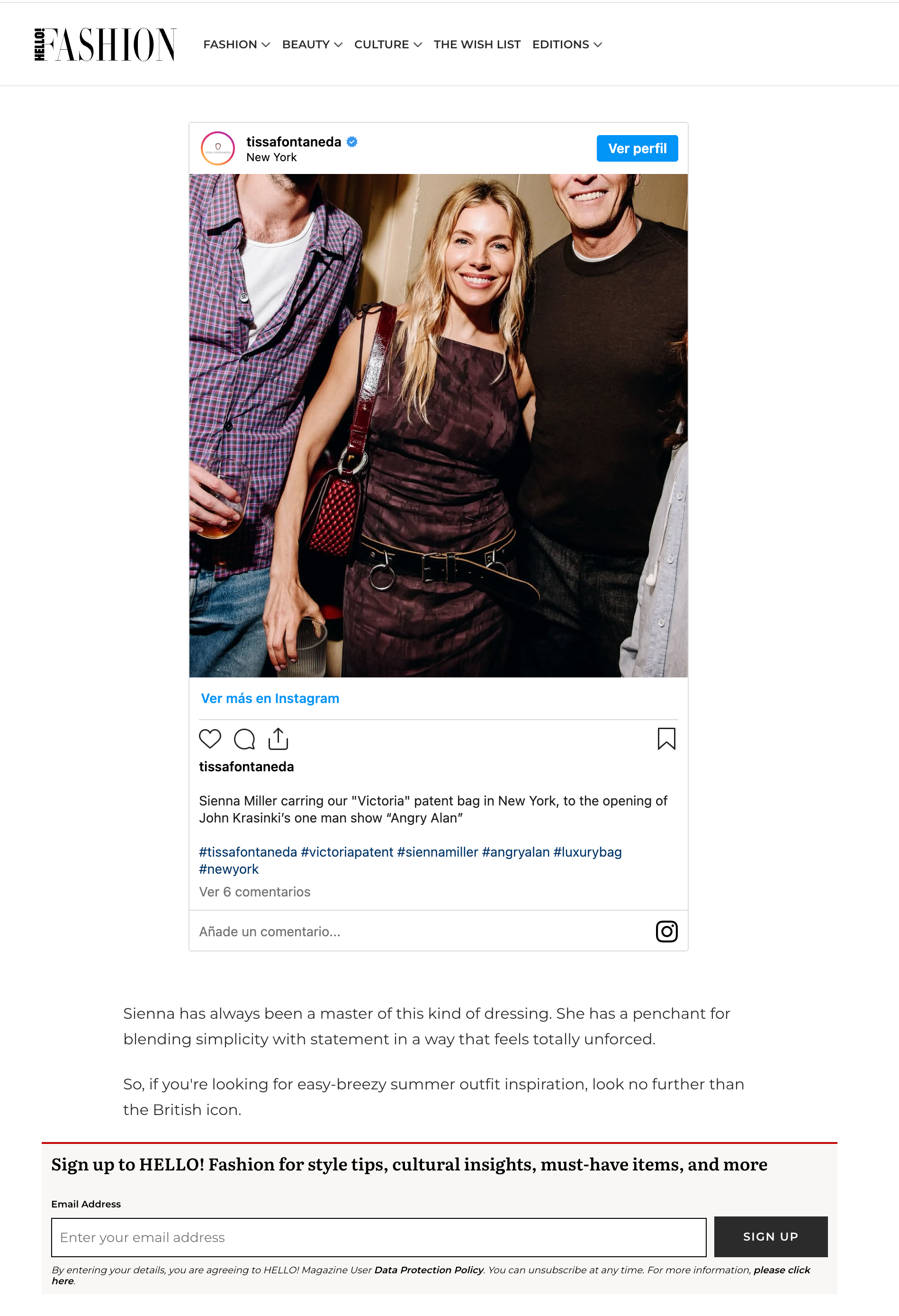 Sienna wore the Victoria bag by Tissa Fontadena to an Oasis concert