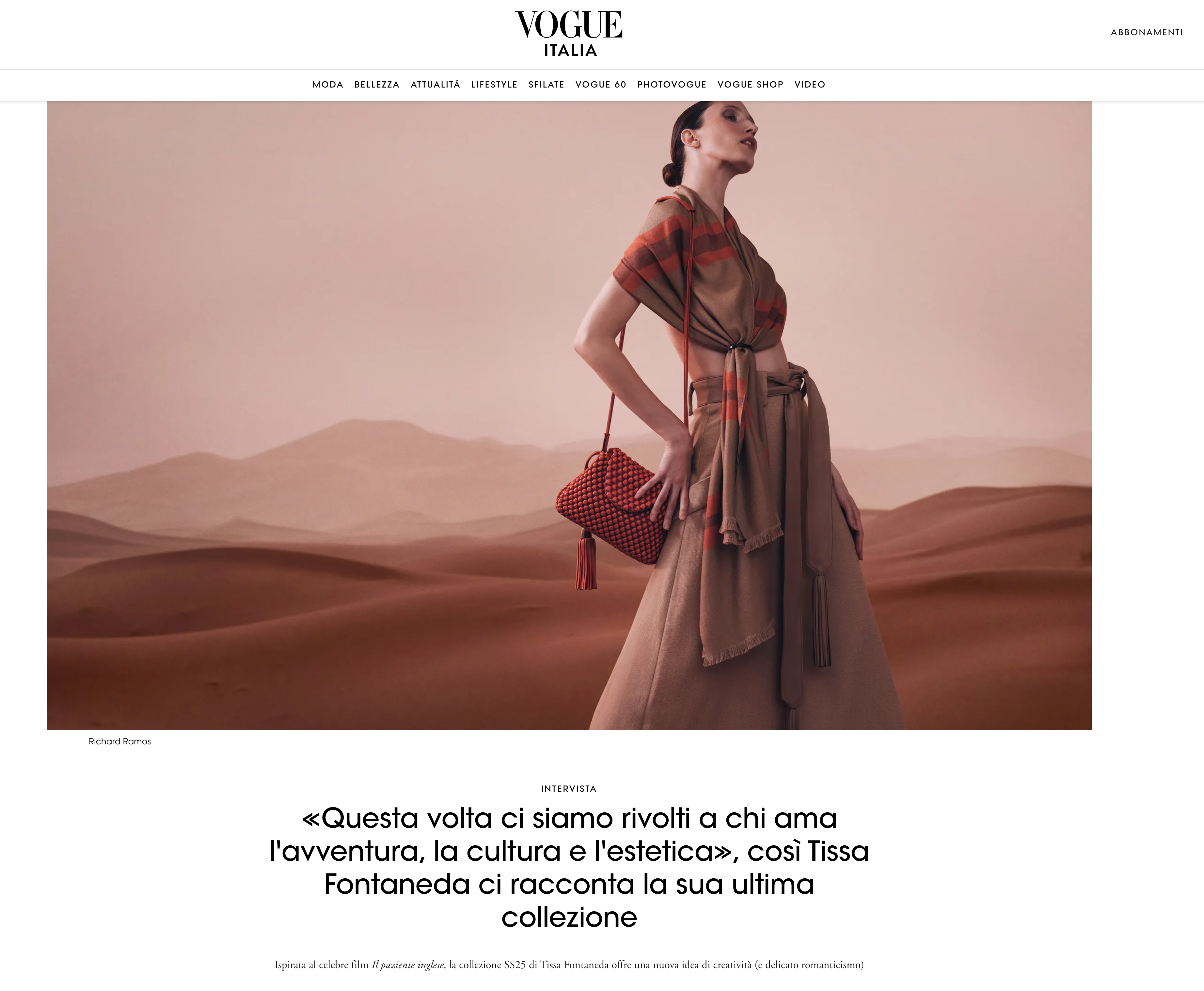 Vogue Italia - Intervista a Tissa Fontaneda, fondatrice dell'omonimo brand